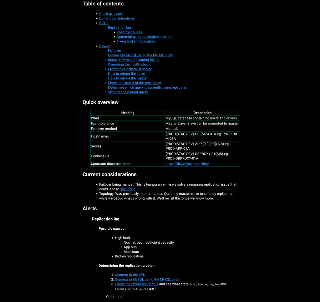 A screenshot of the DB example documentation.