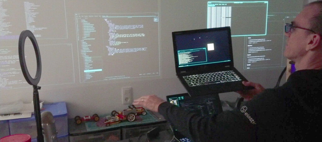 handWavey controlling a laptop wirelessly via a direct VNC connection.