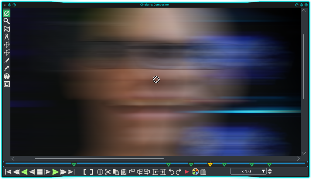 A screenshot of a horizontal blur width of 200 pixels on my face.