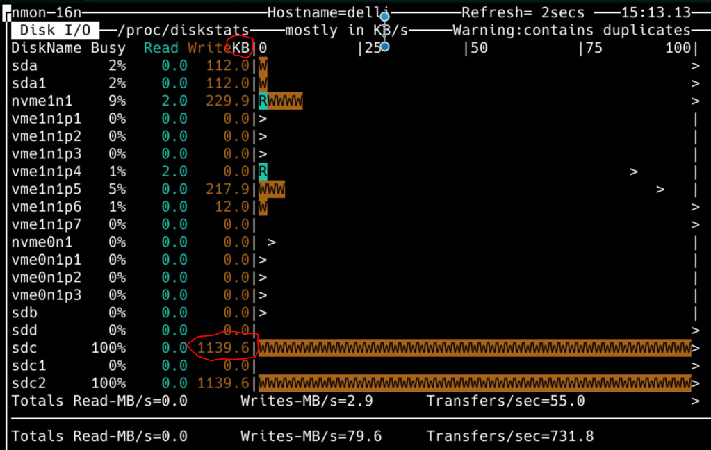Screenshot of typical performance of the drive. 1139KB/s, which is about 1.1MB/s.